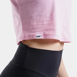 Φτηνός 🎉 Αμάνικα T-shirts Nuff Logo Γυναικείο Crop Top Pink 🔥 -Φτηνός nuff Κατάστημα nuff sleveless top logo cotton single jersey 3