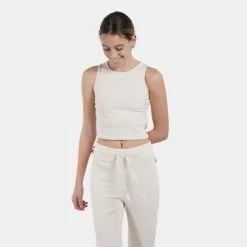 Flash Sale 😍 Αμάνικα T-shirts Nuff Rib Γυναικεία Αμάνικη Μπλούζα Εκρού 🔥