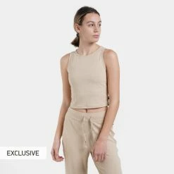 Νέος 🔔 Αμάνικα T-shirts Nuff Rib Γυναικεία Αμάνικη Μπλούζα ΜΠΕΖ ⌛