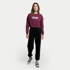 Best Pirce 🔔 Φούτερ Nuff Graphic Crop Γυναικεία Μπλούζα Φούτερ Grape 🛒 -Φτηνός nuff Κατάστημα nuff wos graphic crop 11