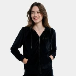 Συμφωνίες 💯 Ζακέτες Nuff Velvet Iconic Γυναικεία Ζακέτα BLACK 🧨 -Φτηνός nuff Κατάστημα nuff wos velvet hoodie jacket iconic 10