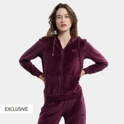Εκπτωση 🧨 Ζακέτες Nuff Velvet Iconic Γυναικεία Ζακέτα Grape ⭐