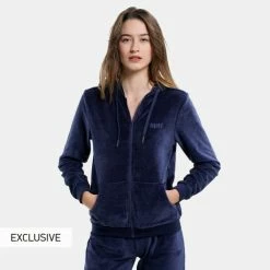 Πολύ καλή προσφορά 🥰 Ζακέτες Nuff Velvet Iconic Γυναικεία Ζακέτα Navy Blue 😍