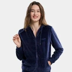 Πολύ καλή προσφορά 🥰 Ζακέτες Nuff Velvet Iconic Γυναικεία Ζακέτα Navy Blue 😍 -Φτηνός nuff Κατάστημα nuff wos velvet hoodie jacket iconic 6