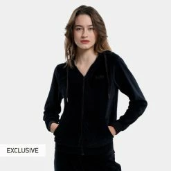 Συμφωνίες 💯 Ζακέτες Nuff Velvet Iconic Γυναικεία Ζακέτα BLACK 🧨