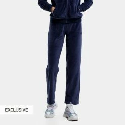 ΧΟΝΔΡΙΚΟ ΕΜΠΟΡΙΟ 🌟 Φόρμες Nuff Wide Velvet Γυναικείο Παντελόνι Φόρμας Navy Blue ⌛