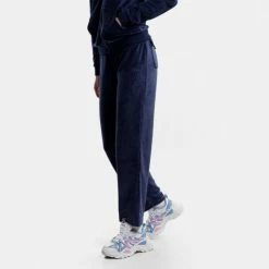 ΧΟΝΔΡΙΚΟ ΕΜΠΟΡΙΟ 🌟 Φόρμες Nuff Wide Velvet Γυναικείο Παντελόνι Φόρμας Navy Blue ⌛ -Φτηνός nuff Κατάστημα nuff wos wide velvet pants with pockets 5